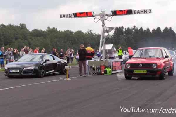 VW Golf VR6 Turbo 600 PS VS Audi R8 και Dodge Challenger SRT8