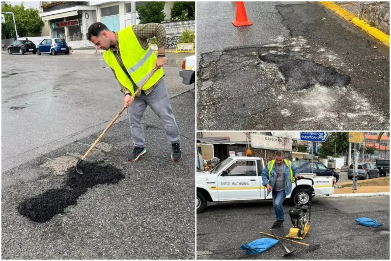 Αντιδήμαρχος & Δημοτικός Σύμβουλος πήραν φτυάρια για να καλύψουν λακκούβες (ΦΩΤΟ + VIDEO)